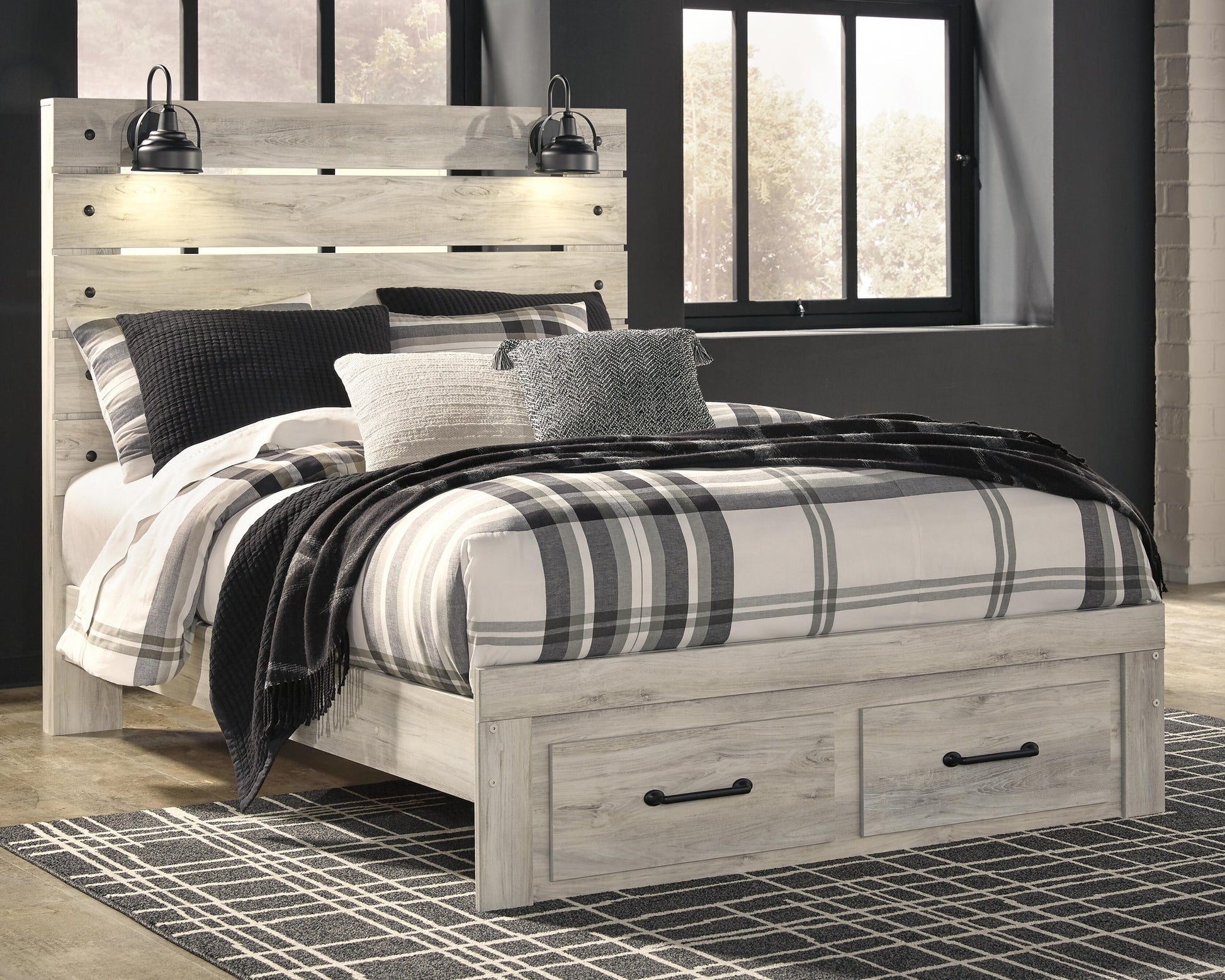 Cambeck  Panel Bed With 2 Storage Drawers With Mirrored Dresser Signature Design by Ashley®