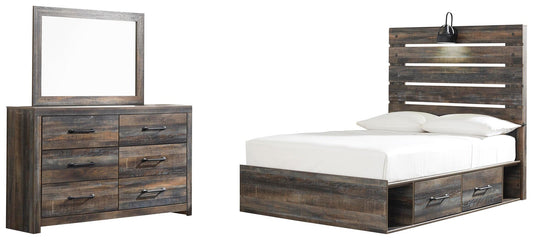Drystan  Panel Bed With 4 Storage Drawers With Mirrored Dresser Signature Design by Ashley®