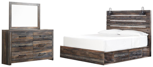 Drystan  Panel Bed With 2 Storage Drawers With Mirrored Dresser Signature Design by Ashley®