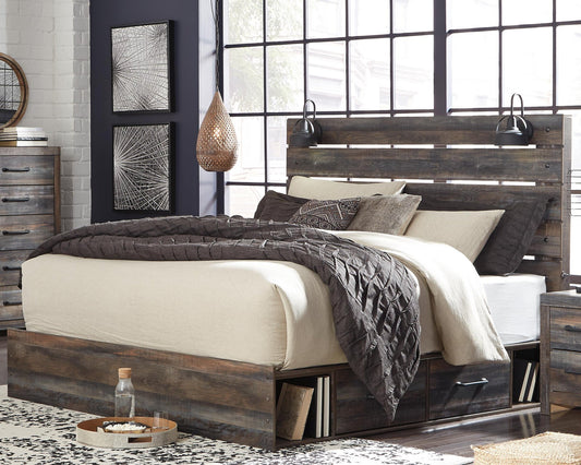 Drystan  Panel Bed With 2 Storage Drawers With Mirrored Dresser Signature Design by Ashley®