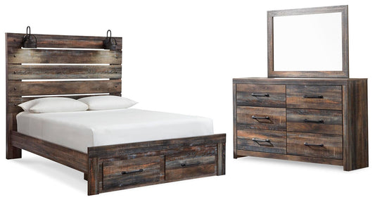 Drystan  Panel Bed With 2 Storage Drawers With Mirrored Dresser Signature Design by Ashley®