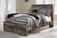 Derekson  Panel Bed With 2 Storage Drawers With Mirrored Dresser Benchcraft®