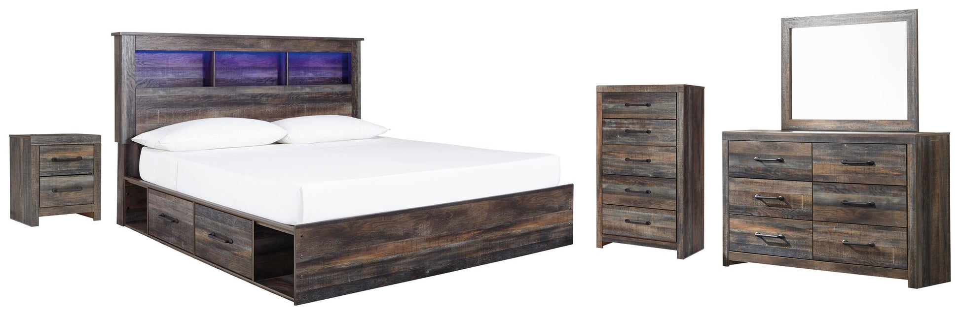Drystan  Bookcase Bed With 2 Storage Drawers With Mirrored Dresser, Chest And Nightstand Signature Design by Ashley®