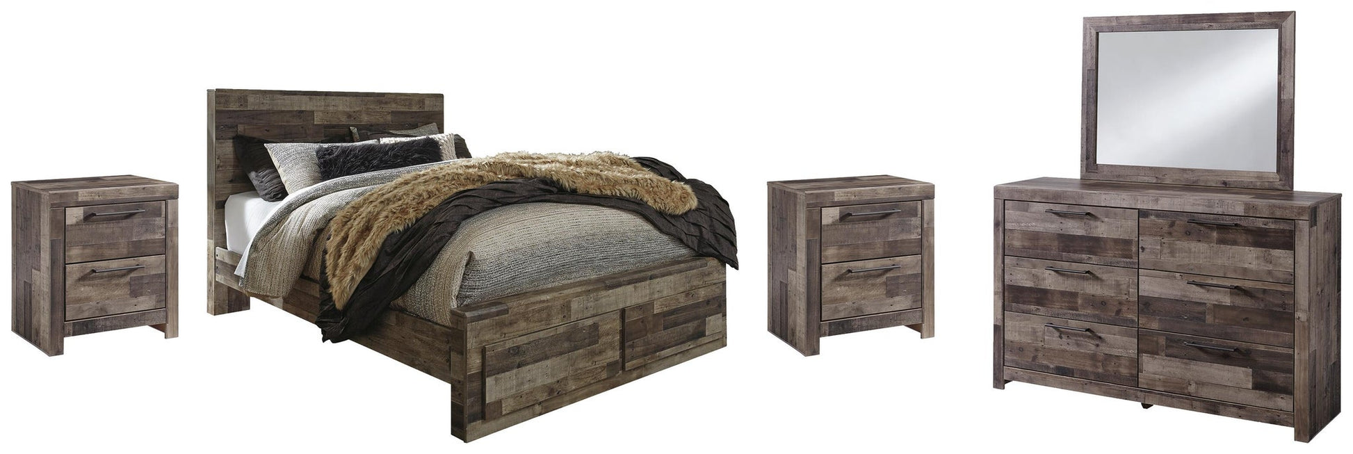 Derekson  Panel Bed With 2 Storage Drawers With Mirrored Dresser, Chest And Nightstand Benchcraft®