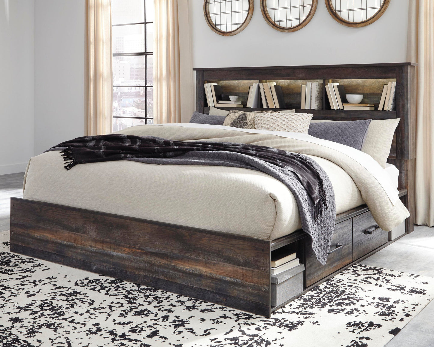 Drystan  Bookcase Bed With 4 Storage Drawers With Mirrored Dresser Signature Design by Ashley®