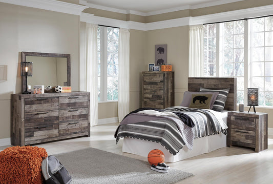 Derekson  Panel Headboard Bed With Mirrored Dresser, Chest And Nightstand Benchcraft®