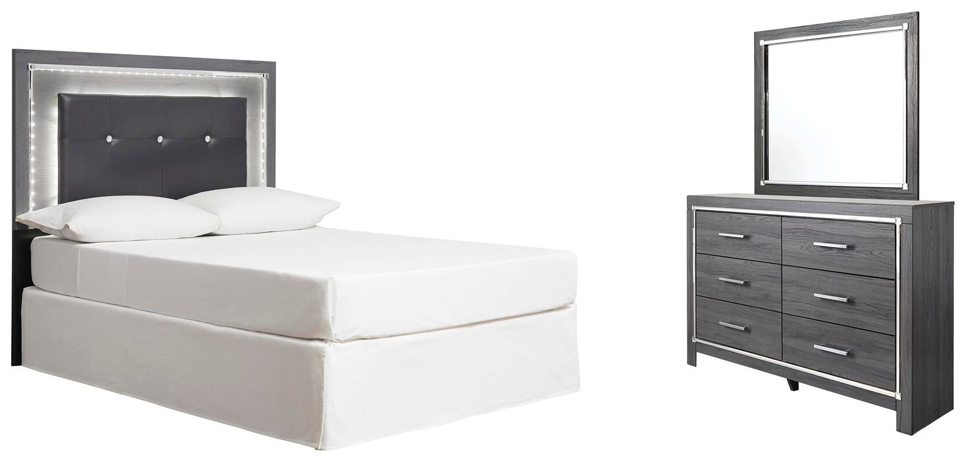 Lodanna  Upholstered Panel Headboard Bed With Mirrored Dresser Signature Design by Ashley®