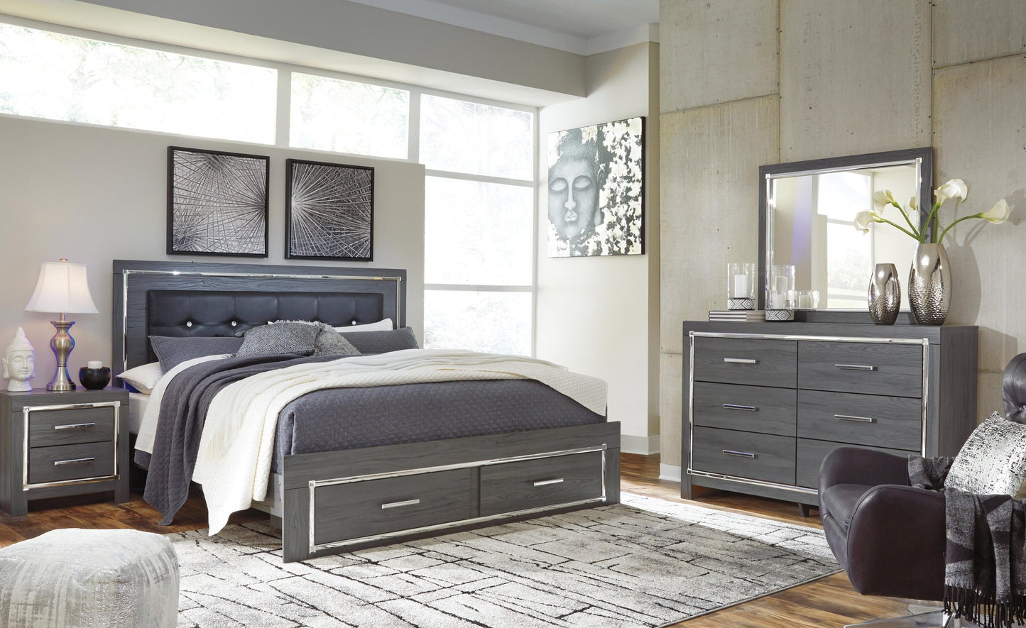 Lodanna  Panel Bed With 2 Storage Drawers With Mirrored Dresser, Chest And Nightstand Signature Design by Ashley®