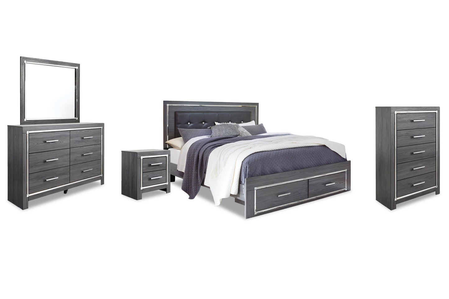 Lodanna  Panel Bed With 2 Storage Drawers With Mirrored Dresser, Chest And Nightstand Signature Design by Ashley®