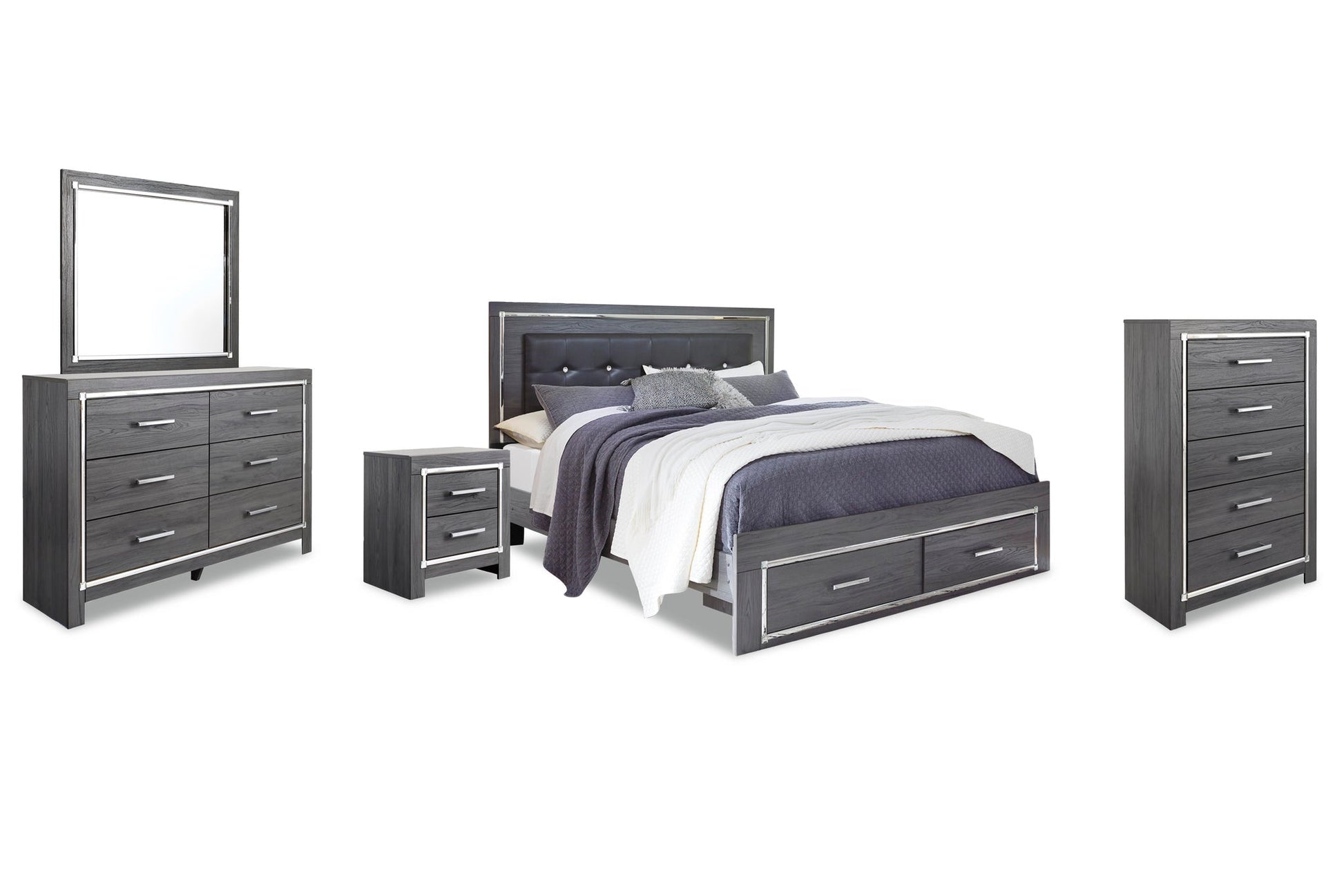 Lodanna  Panel Bed With 2 Storage Drawers With Mirrored Dresser, Chest And Nightstand Signature Design by Ashley®