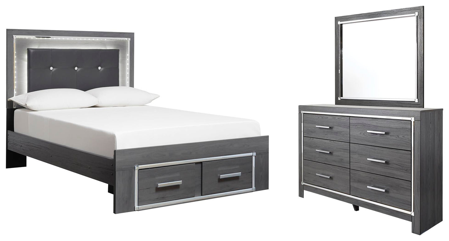 Lodanna  Panel Bed With 2 Storage Drawers With Mirrored Dresser Signature Design by Ashley®