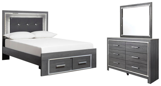Lodanna  Panel Bed With 2 Storage Drawers With Mirrored Dresser Signature Design by Ashley®