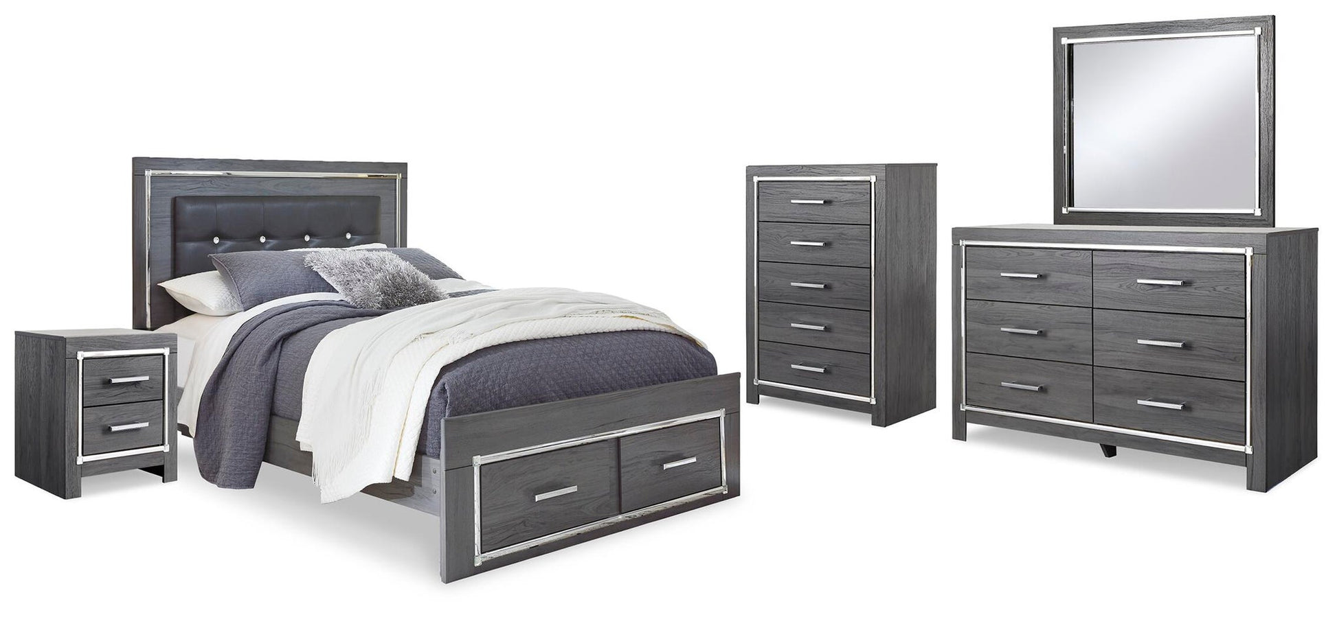 Lodanna  Panel Bed With 2 Storage Drawers With Mirrored Dresser, Chest And Nightstand Signature Design by Ashley®