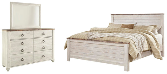 Willowton California  Panel Bed With Mirrored Dresser Signature Design by Ashley®