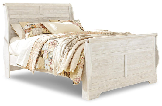 Willowton  Sleigh Bed With Mirrored Dresser Signature Design by Ashley®