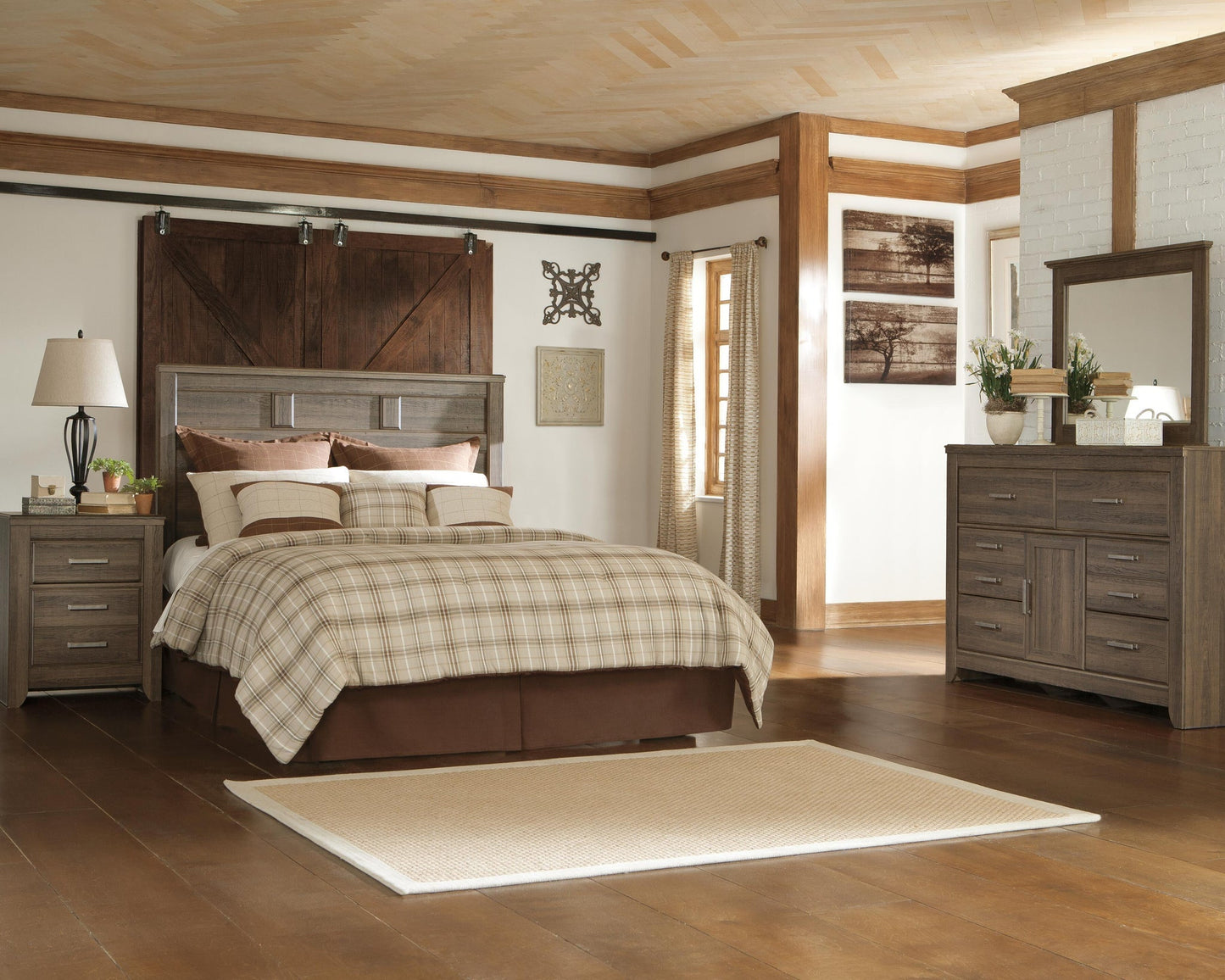 Juararo  Panel Headboard Bed With Mirrored Dresser Signature Design by Ashley®