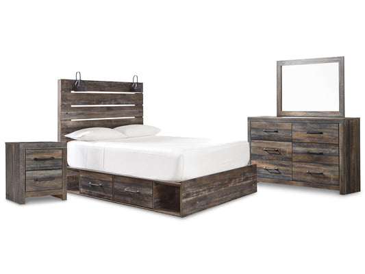 Drystan  Panel Bed With 2 Storage Drawers With Mirrored Dresser And Nightstand Signature Design by Ashley®