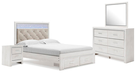 Altyra  Upholstered Storage Bed With Mirrored Dresser And Nightstand Signature Design by Ashley®