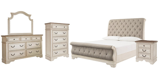 Realyn  Sleigh Bed With Mirrored Dresser, Chest And Nightstand Signature Design by Ashley®