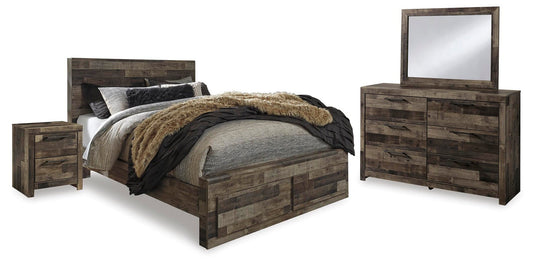 Derekson  Panel Bed With 2 Storage Drawers With Mirrored Dresser And Nightstand Benchcraft®
