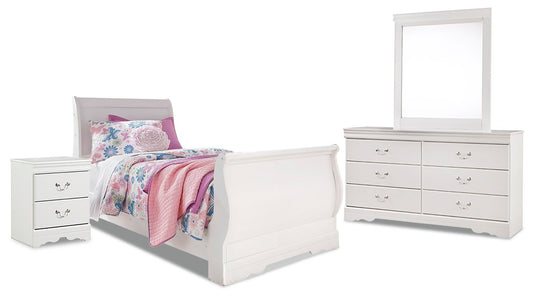 Anarasia  Sleigh Bed With Mirrored Dresser And Nightstand Signature Design by Ashley®