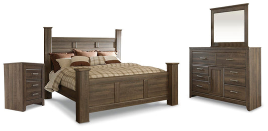 Juararo  Poster Bed With Mirrored Dresser And Nightstand Signature Design by Ashley®