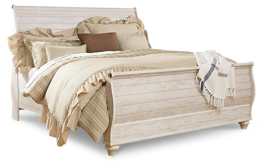 Willowton  Sleigh Bed With Mirrored Dresser And Nightstand Signature Design by Ashley®