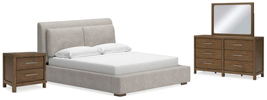 Cabalynn California  Upholstered Bed With Mirrored Dresser And Nightstand Signature Design by Ashley®