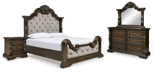 Maylee California  Upholstered Bed With Mirrored Dresser And Nightstand Signature Design by Ashley®