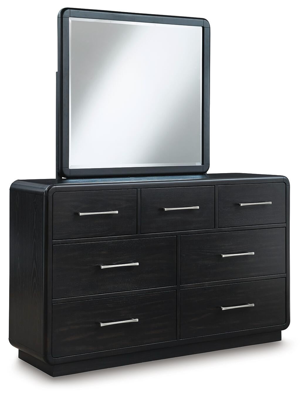 Rowanbeck  Upholstered Panel Bed With Mirrored Dresser Signature Design by Ashley®