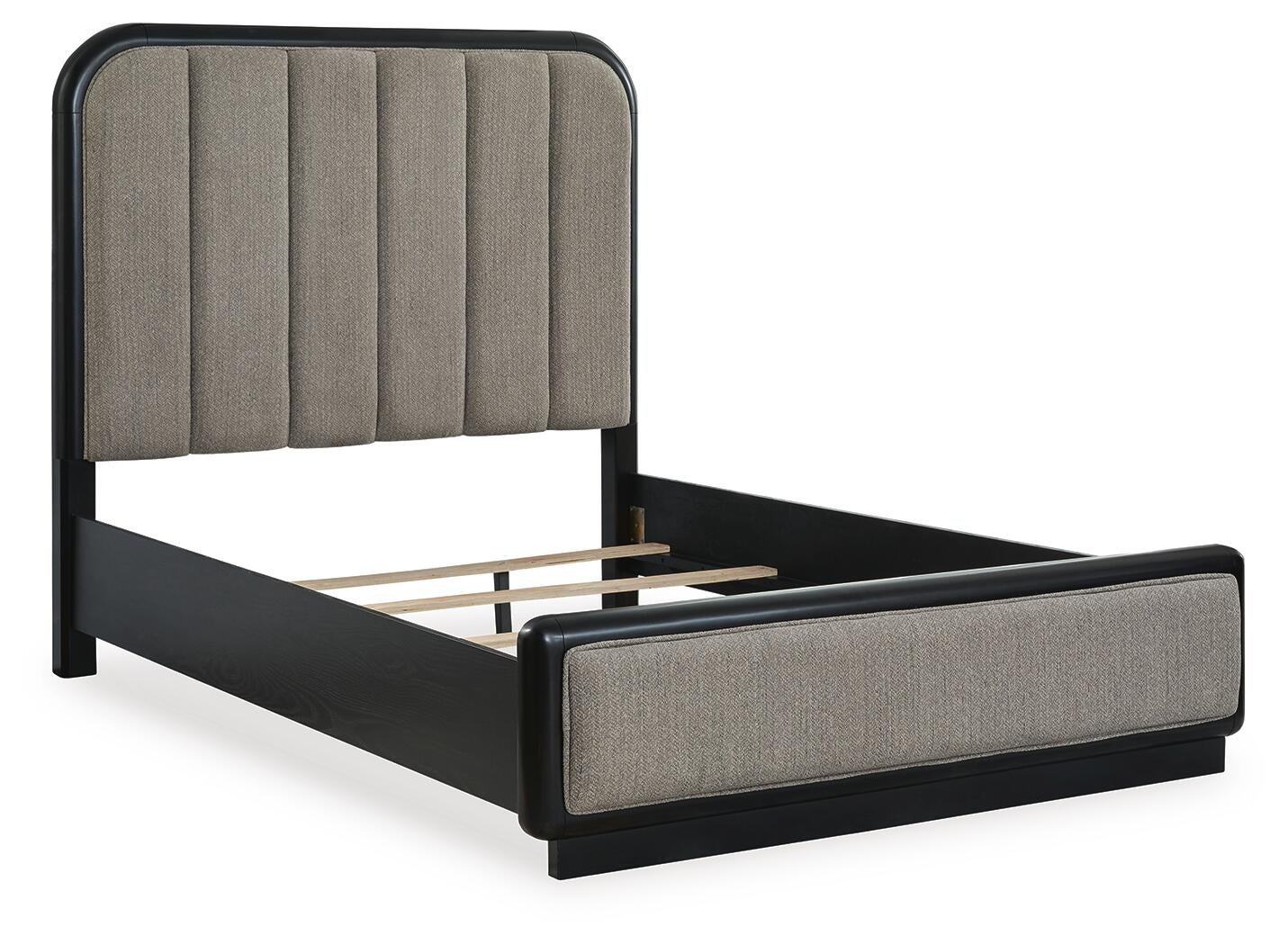 Rowanbeck  Upholstered Panel Bed With Mirrored Dresser Signature Design by Ashley®
