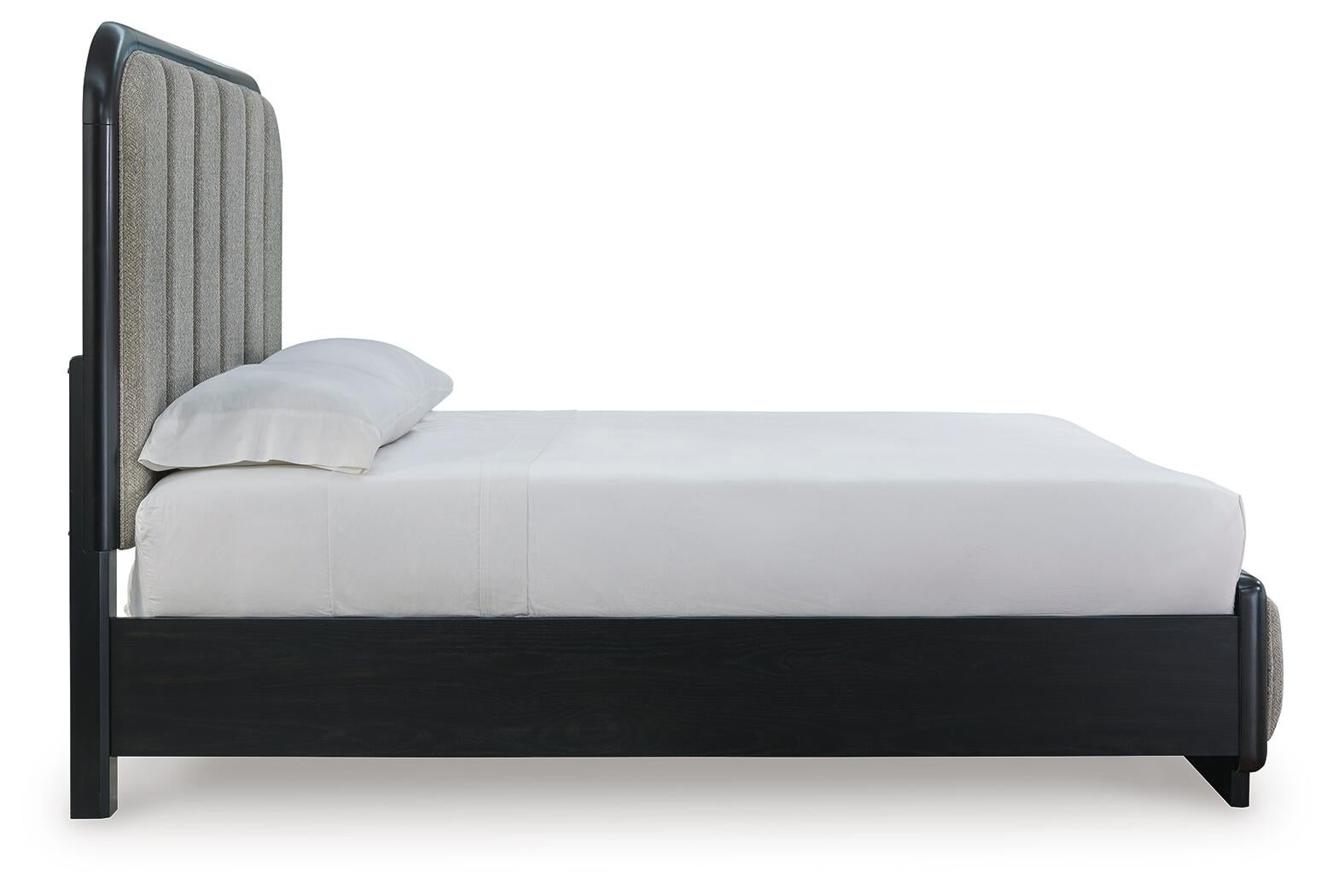 Rowanbeck  Upholstered Panel Bed With Mirrored Dresser Signature Design by Ashley®