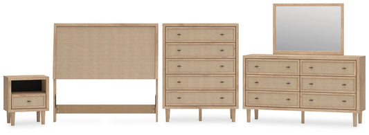 Cielden  Upholstered Panel Bed With Mirrored Dresser, Chest And Nightstand Signature Design by Ashley®