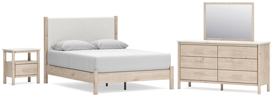 Cadmori  Upholstered Panel Bed With Mirrored Dresser And Nightstand Signature Design by Ashley®