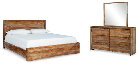 Dressonni California  Panel Bed With Mirrored Dresser Signature Design by Ashley®