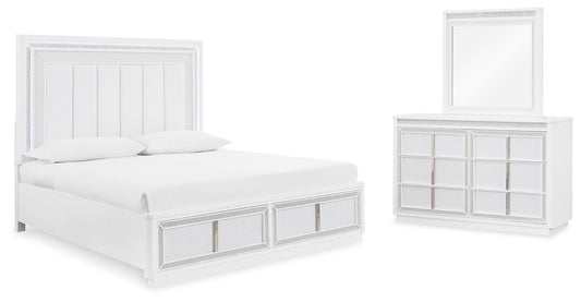 Chalanna  Upholstered Storage Bed With Mirrored Dresser Signature Design by Ashley®