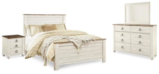 Willowton  Panel Bed With Mirrored Dresser And Nightstand Signature Design by Ashley®