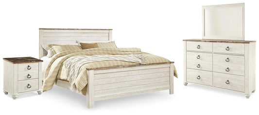 Willowton  Panel Bed With Mirrored Dresser And Nightstand Signature Design by Ashley®