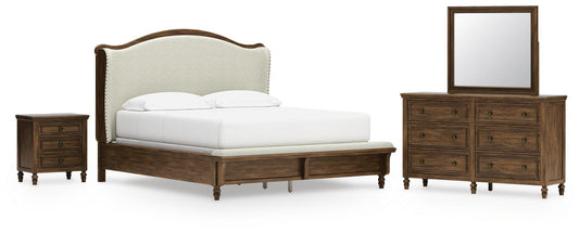 Sturlayne California  Upholstered Panel Bed, Dresser, Mirror And Nightstand Benchcraft®