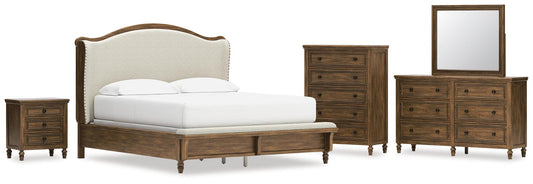 Sturlayne California  Upholstered Panel Bed, Dresser, Mirror, Chest And Nightstand Benchcraft®
