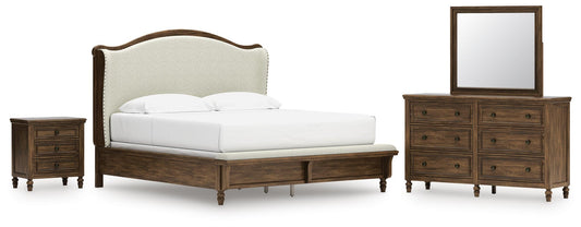 Sturlayne  Upholstered Panel Bed, Dresser, Mirror And Nightstand Benchcraft®