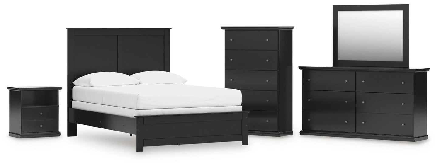 Maribel  Panel Bed, Dresser, Mirror, Chest And Nightstand