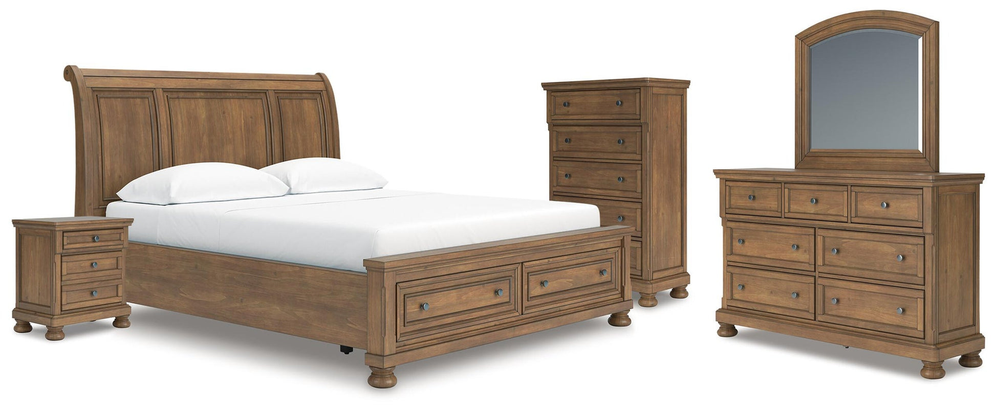 Vandenmore California  Storage Sleigh Bed With Mirrored Dresser, Chest And Nightstand Signature Design by Ashley®