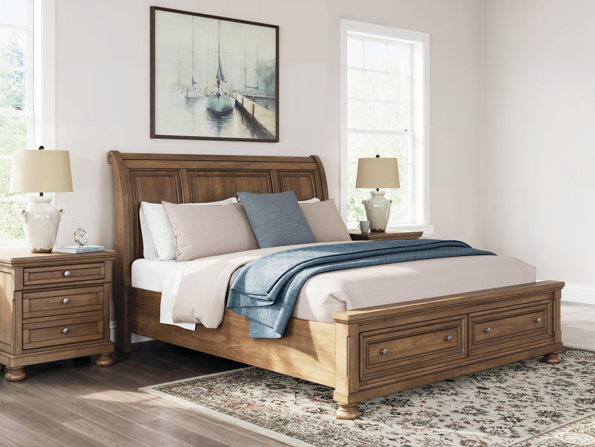 Vandenmore California  Storage Sleigh Bed With Mirrored Dresser, Chest And Nightstand Signature Design by Ashley®