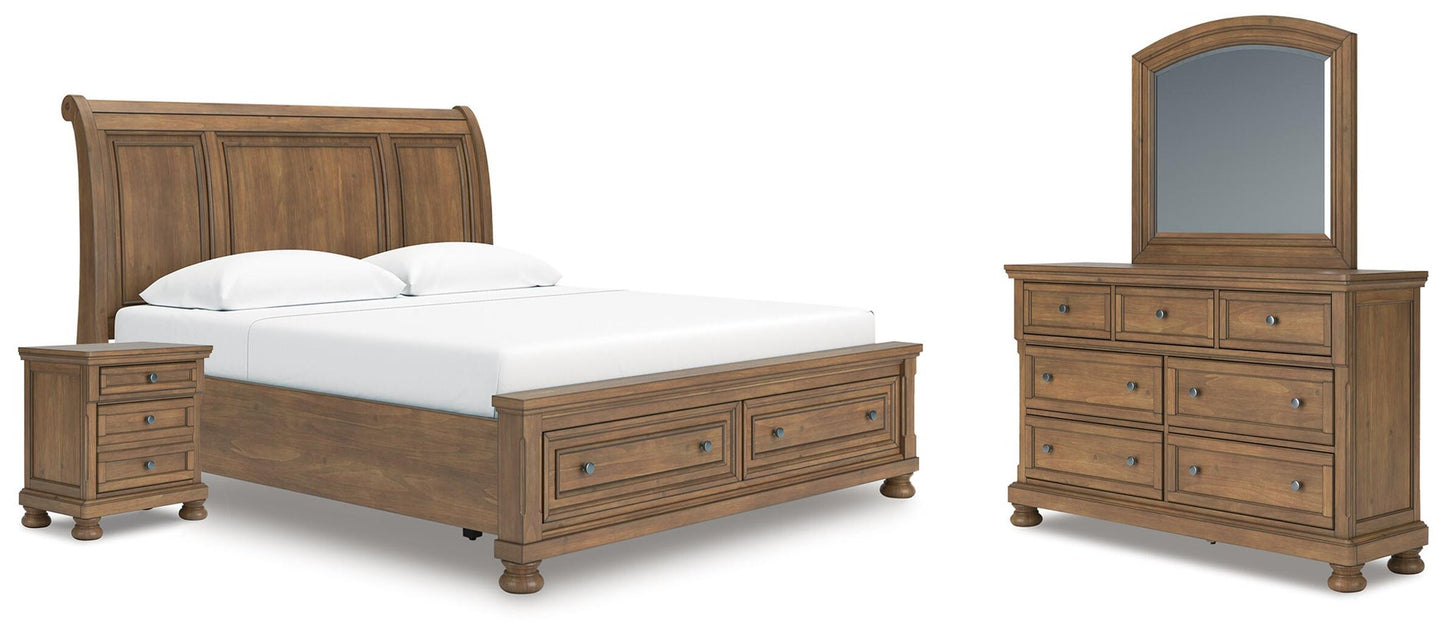 Vandenmore  Storage Sleigh Bed With Mirrored Dresser And Nightstand Signature Design by Ashley®