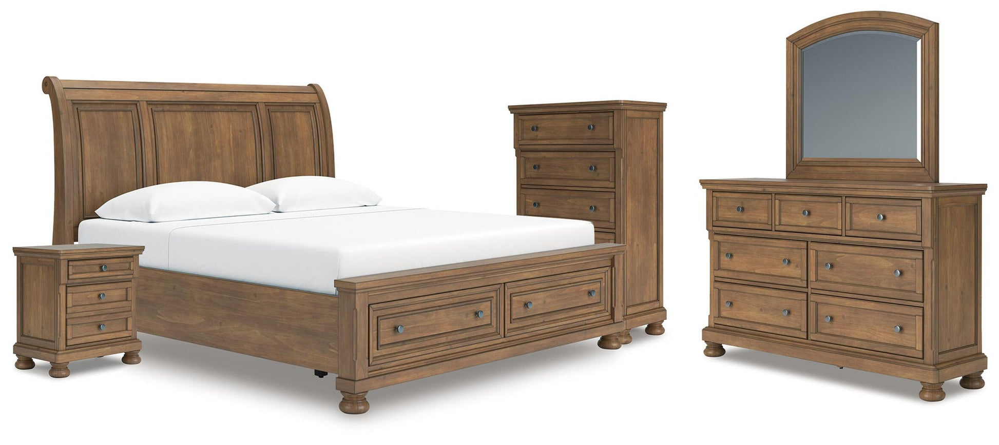 Vandenmore  Storage Sleigh Bed With Mirrored Dresser, Chest And Nightstand Signature Design by Ashley®