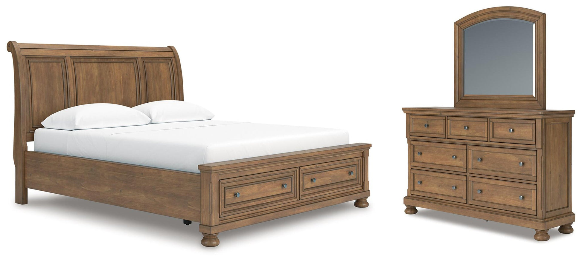 Vandenmore California  Storage Sleigh Bed With Mirrored Dresser Signature Design by Ashley®
