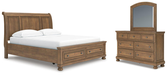 Feddinger California  Storage Sleigh Bed With Mirrored Dresser Signature Design by Ashley®