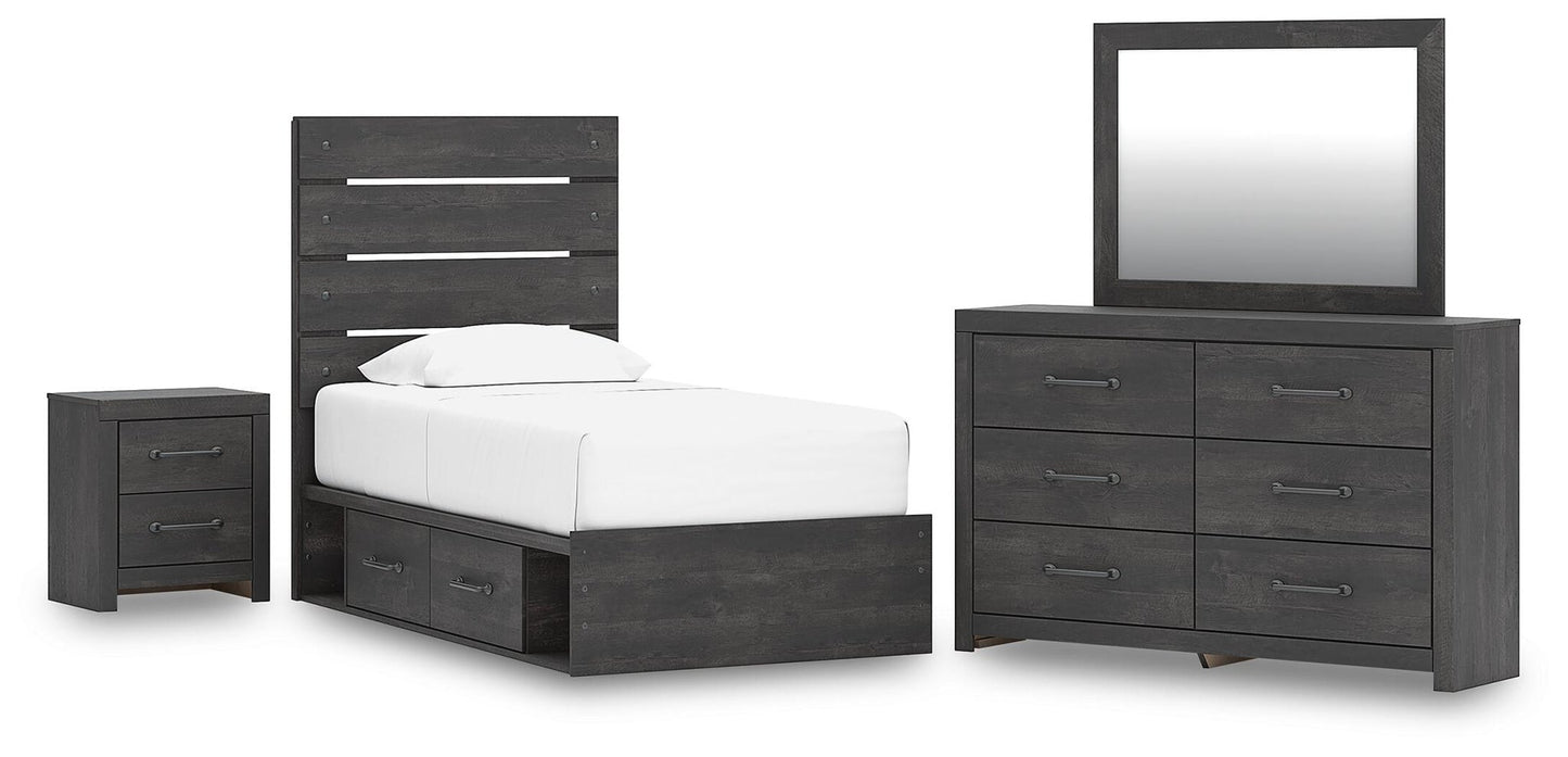 Delmorta  Panel Storage Bed, Dresser, Mirror And Nightstand Signature Design by Ashley®