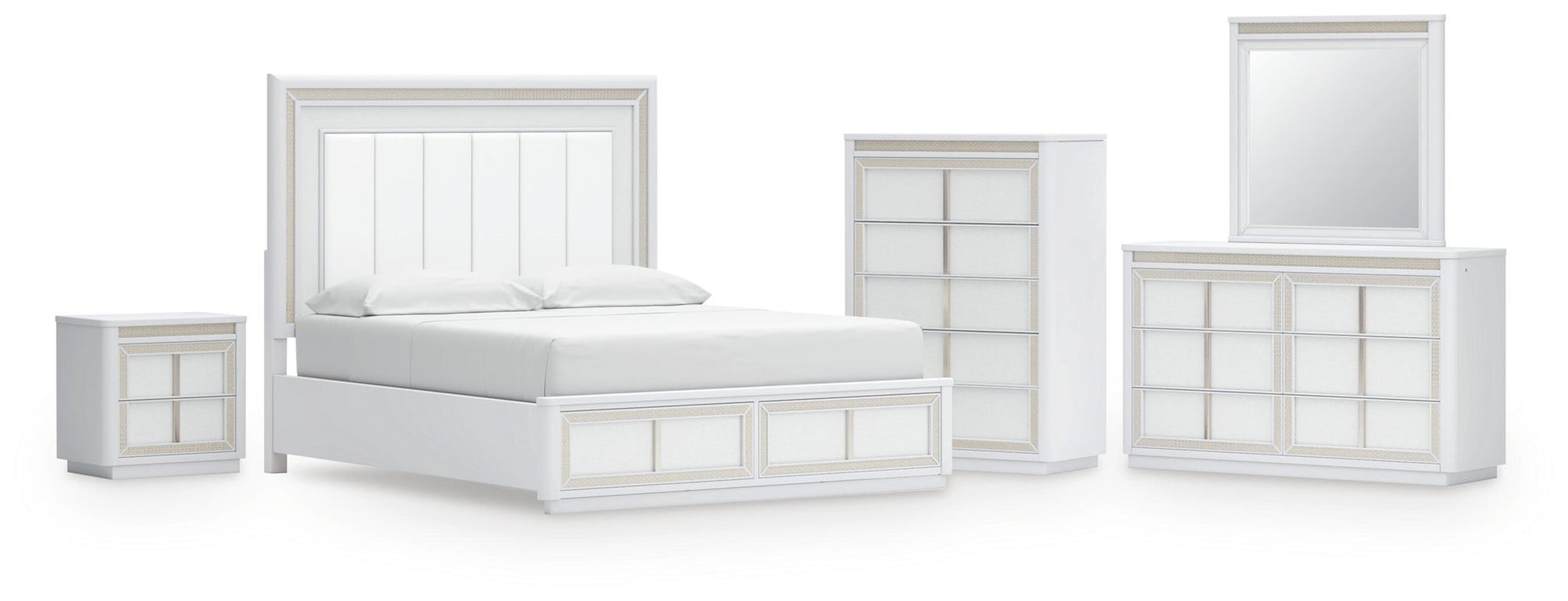 Chalanna California  Upholstered Storage Bed, Dresser, Mirror, Chest And Nightstand Signature Design by Ashley®